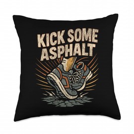 Running Runner Half Marathon Zombie Zombies Hate Fast Food Throw Pillow