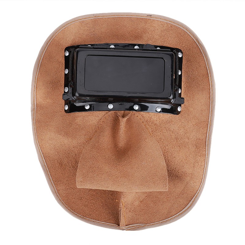 Head‑Mounted Cowhide Welding Helmet Cap Dual Lens Anti‑Spatter Heat Insulation