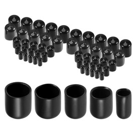 ANMOO 50Pair Round Rubber End Caps 6mm 9mm 12mm 16mm 19mm Black End Caps Set Vinyl Cover Screw Thread Protectors Assortment Kit