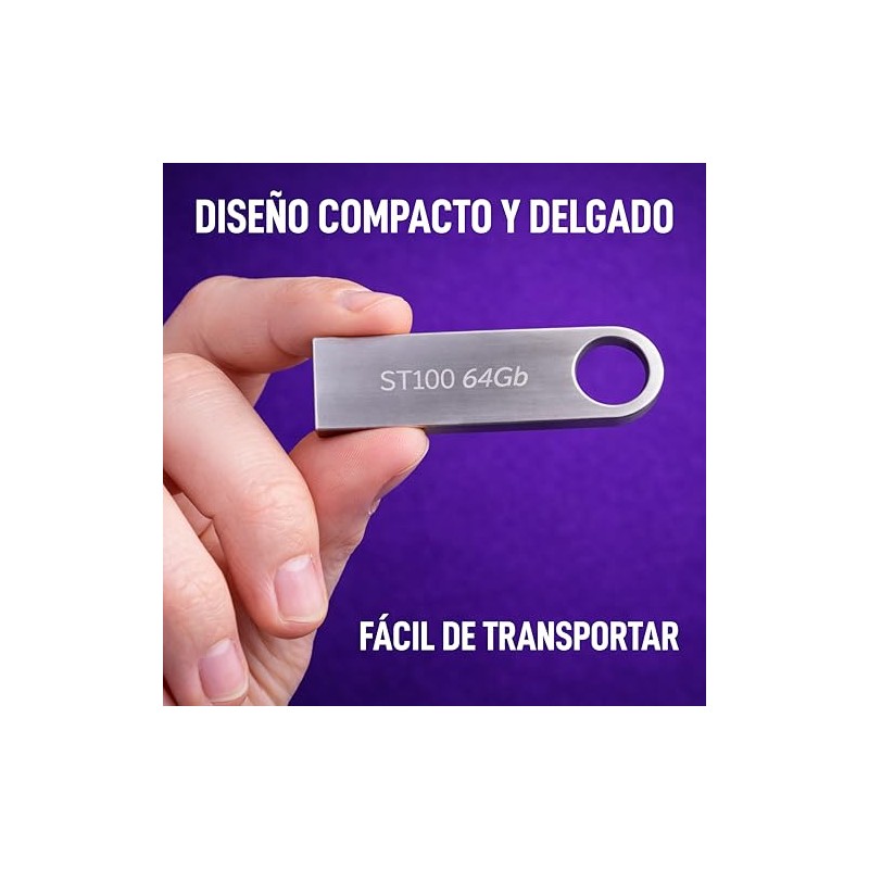 Memoria USB 64GB Tipo A 2.0 de Metal Stylos Tech
