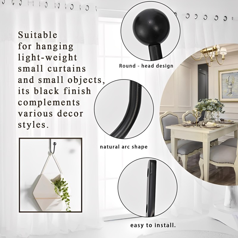 2 Pcs Small Curtain Tie Backs Hooks with 4 Pcs