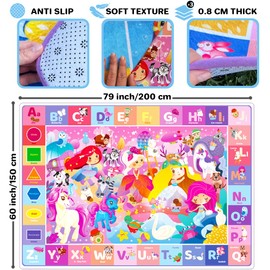 QUOKKA Large Baby Mat for Floor - Plush ABC Rug for Toddlers Infants - Extra Thick Padded Non-Slip Nursery Rug for Babies ages 1-4 - Foldable Care Mat for Girls and Boys Playroom