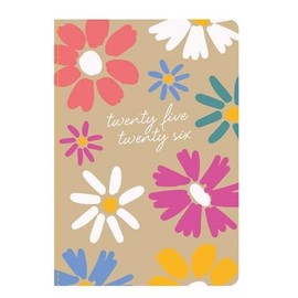 A5 Academic Diary 2025-2026, Week to View, Kraft Floral Design, Softback Cover (Floral)