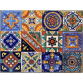 40 Mexican Talavera Tiles Hand Painted 6"x6" Stairs Backsplash 10 Designs