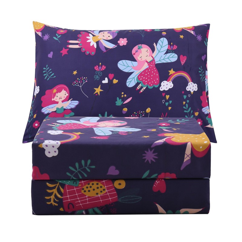 JSD Purple Fairy Kids Sheet Set Twin Size, 3 Piece