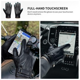 LOKZEER Mens Winter Gloves: Touchscreen Thermal Gloves Nappa Leather Warm Cashmere Lined Windproof Waterproof for Driving, Motorcycle (Black, XL)