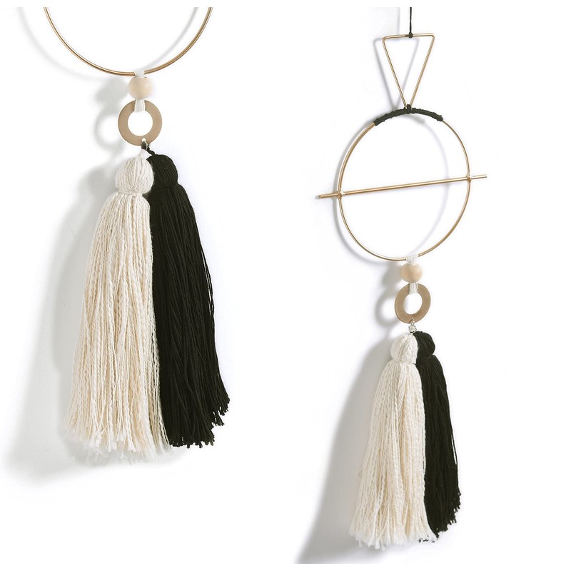 Lindo macramé para colgar en la pared de latón con