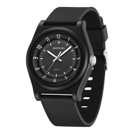 Wrist watch women's waterproof bracelet watch women's wristwatches children's watch girls ultralight and ultra-thin children's watch with soft strap, black, Strap.