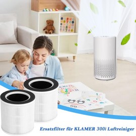 Replacement Filter for Klammer 300i Air Purifier: Replacement HEPA Filter Suitable for Klammer 300i Air Purifier, Highly Efficient Activated Carbon - Pack of 2