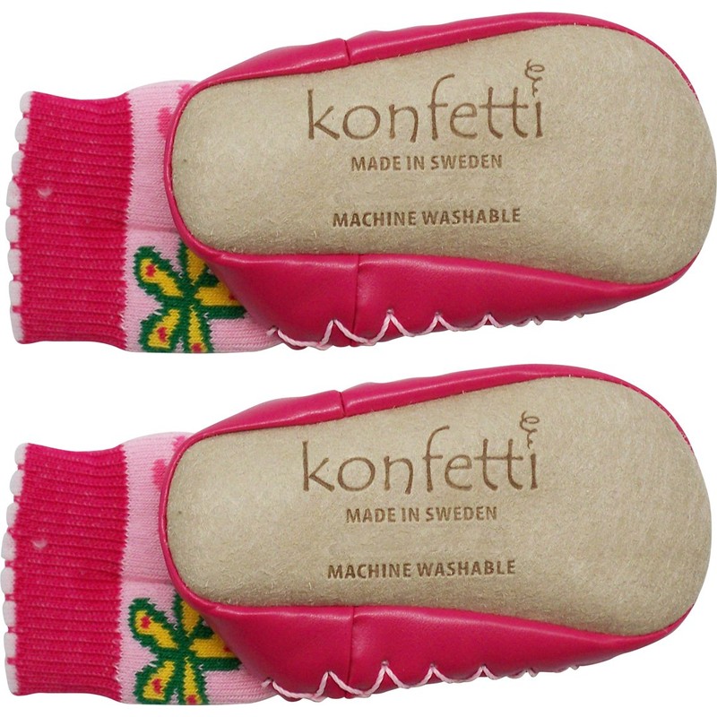Konfetti Womens Flowers Swedish Slipper Sock Moccasin
