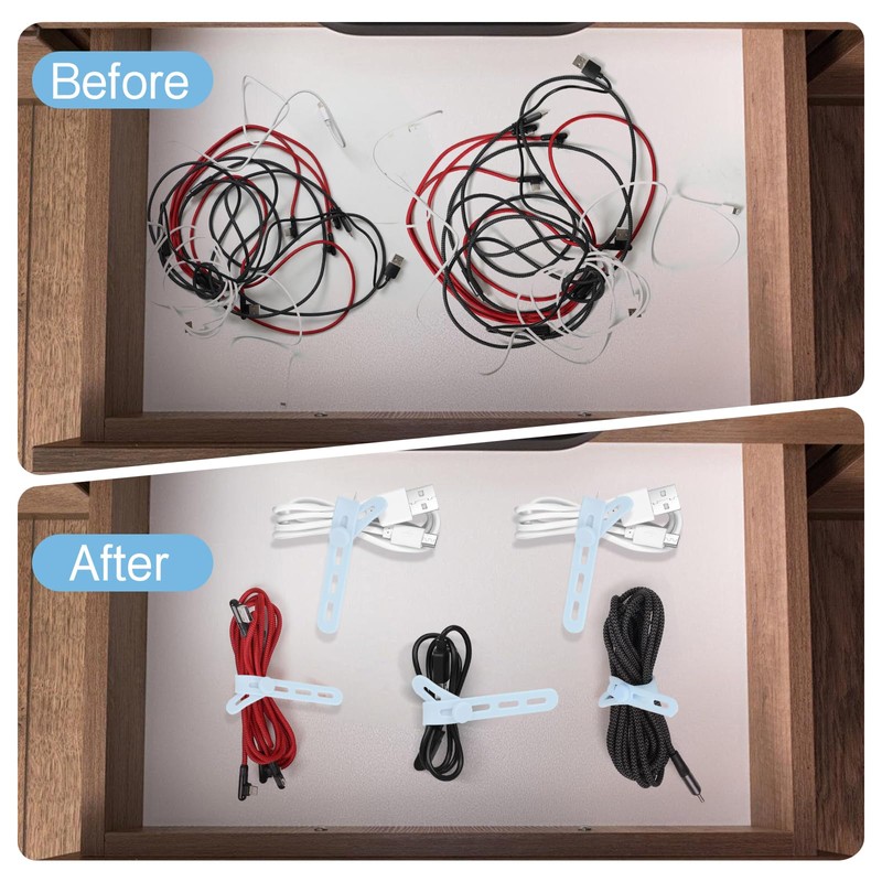 Donruby 24Pcs Silicone Cable Ties - Reusable & Washable with