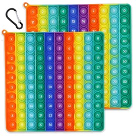 PopIt 2 in 1 Multiplikationsbrett und Hundertertafel, 1x1 Lernen Spiel, 100 Zahlen Push Bubble Pop Spielzeug Einmaleins Spiel Rainbow Multiplikationsbrett Lernspielzeug für Kinder Aufklärung Digitaler