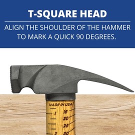 Boss Hammer Construction Grade Titanium Hammer with Tough Tennessee Hickory Handle - 14 oz, Framing Square, Rip Claw Design, Milled Faced - BH14TIHI18M