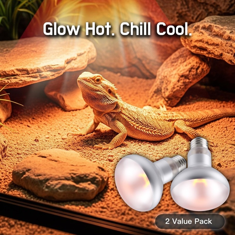 100W 2-Pack Reptile Basking Heat Bulb - UVA Daylight Heat