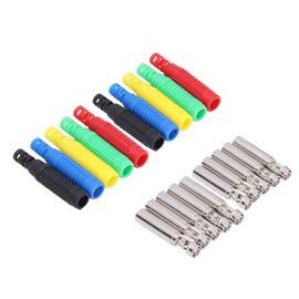 10 Set Banana Plugs J.10031 Female All Copper PA Lantern Type Banana Socket Insulated Hose Pressfit Banana Plug Red, Black, Yellow, Blue and Green 2 Sets Each