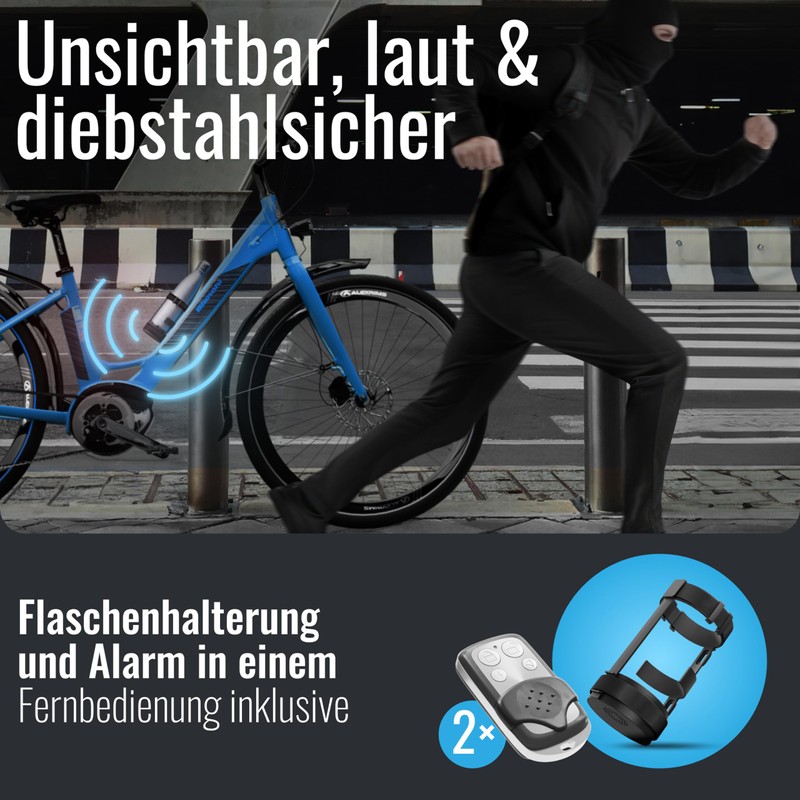 Parkwächter B1 Bicycle Bottle Holder with Alarm, AirTag Bottle Holder,