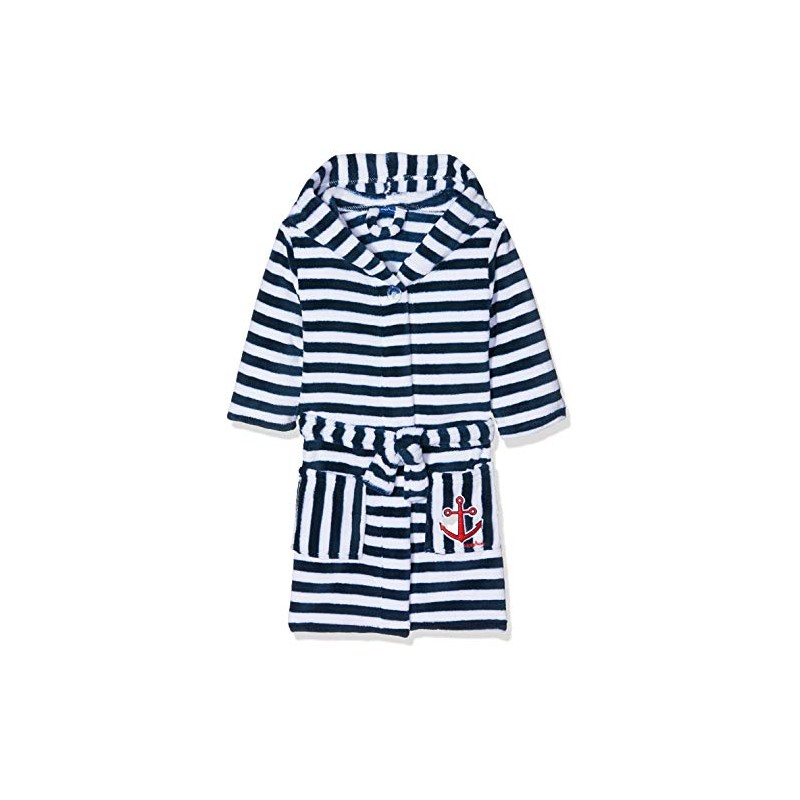 Playshoes Boys Fleece Ringel Maritim bathrobe, blue (navy / white