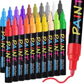 IVSUN Paint Pens Paint Markers, 20 Colors Oil-Based Waterproof Marker Pen Set, Never Fade Quick Dry and Permanent, Works on Rocks Painting, Wood, Fabric, Plastic, Canvas, Glass, Mugs