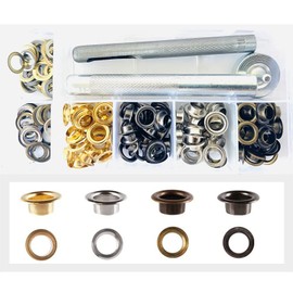 Eyelet Kit, Double-sided Grommet Kit (4 Colors/Approx. 100 Pairs), Hole Diameter 0.2 inches (6 mm), Hole Punching Tools, DIY Handmade, Belt, Cloth Leather, Shoes (Grommet Kit)