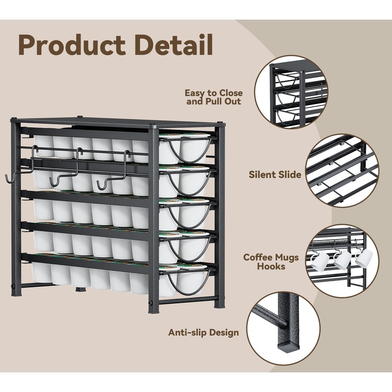 Coffee Vertuo Pod Holder, Capsules Stand Storage Drawer for K