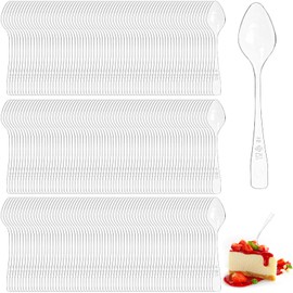 Covzoe 500 Pieces Mini Spoons for Desserts, 3.7 Inch Clear Plastic Tasting Spoon, Small Dessert Spoons, Tiny Disposable Spoons Bulk for Ice Cream, Sample, Tasting Party