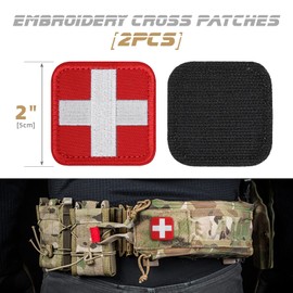 LIVANS Medic Cross Morale Patch, Medical White Cross First Aid Patch Tactical Hook and Loop EMT Patches 2 Packs for IFAK Plate Carrier Backpacks