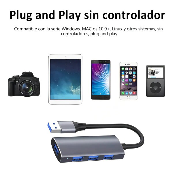 Jeeyee Adaptador Usb Hub Usb 4 Puerto Usb 3.0 5gbps