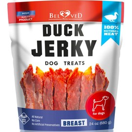 Duck Jerky Dog Treats - Natural High Protein Meat Dried Strips - Best Chews for Training Small & Large Dogs