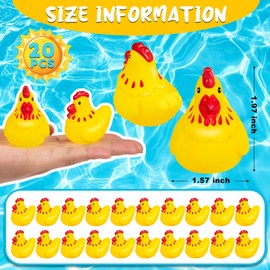 Mini pollos de goma, 20 piezas de lindo juguete de baño para chirriantes, pollo de goma flotante amarillo para niños, niñas, baby shower, cumpleaños, fiestas, regalos, decoración