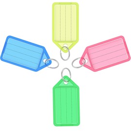 Pack of 40 Key Labels, Tags with Labels, Key Fob Labels with Plastic Tags for Luggage, Pet ID, Name, Office, Key Label