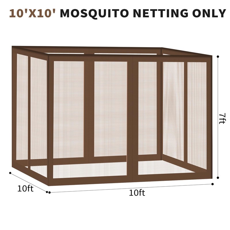 Gazebo Universal Replacement Mosquito Netting, 10' x 10' Outdoor Canopy