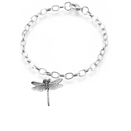 C3 Dragonfly fine lead free English Pewter charm on a belcher link chain anklet bracelet