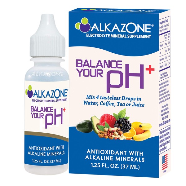 Alkazone Balance Your pH (Plus) Antioxidant Alkaline Mineral Drops, Single 1.25 Oz Pack, Portable, Yields 30 Day Supply of antioxidant Water, Unflavored, pH Balance, Hydration