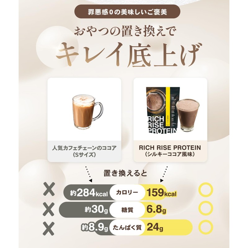 STEADY 完全栄養食 プロテイン タンパク質24g ホエイ ソイ 食物繊維 750億の乳酸菌 コラーゲン ほうじ茶ラテ