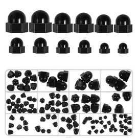 110 Pcs 6 Sizes Hex Acorn Cap Nuts Assortment Kit, M3 M4 M5 M6 M8 M10, Metric Black Nylon Caps for Bolt, Dome Head Hex Nuts for Protection, Indoor and Outdoor Nylon Screw Covers