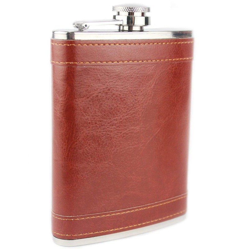 Prime Homewares Hip Flask Gift Set 8oz Leather Hip Flask