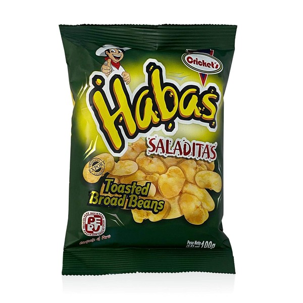 CRICKET'S Habas Saladitas | Toasted Haba Beans 1 Pack of 100g | Product of Peru