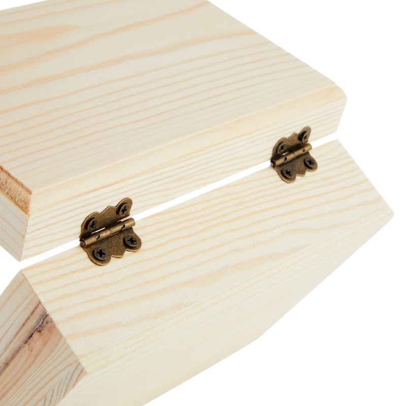 Unfinished Wood Boxes with Hinged Magnetic Lid, 4-Pack of Pinewood