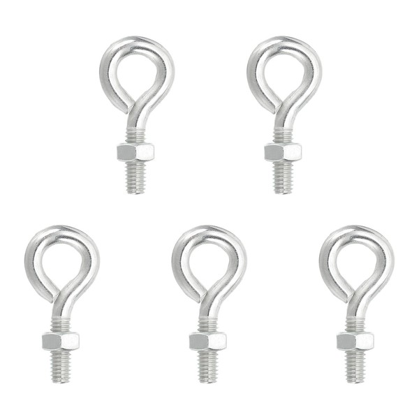 PATIKIL M6x20mm Eye Bolts with Nuts, 5 Pcs Shoulder Swing