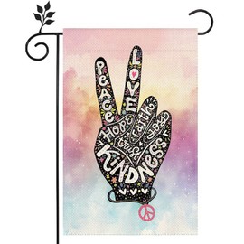 Peace and Love Flowers Spring Watercolor Art Garden Yard Flag 12 x 18 Inch Double Sided Outdoor Decorative Welcome Flag Banner Home House Lawn Yard Flag Decoration -B