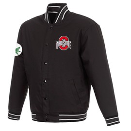 JH Design Ohio State Buckeyes Jacket Poly Twill Snap Up Coat in 3 Colors (Black, 3X)
