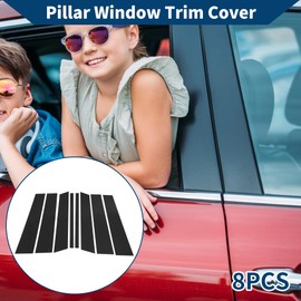 Hihaha Door Pillar Window Trim for Lincoln MKX 2007-2014 Front Rear Left Right Anti Scratch Sticker Pillar Posts Door Outer Exterior Cover 8 Pcs Black