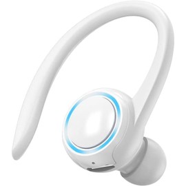 COOFINE Bluetooth Headphone Single Ear Hook Wireless Headset with Mic Waterproof Earphone Hands-Free Cell Phones Earpiece for Office, Sports, Truckers, Driving white (white)