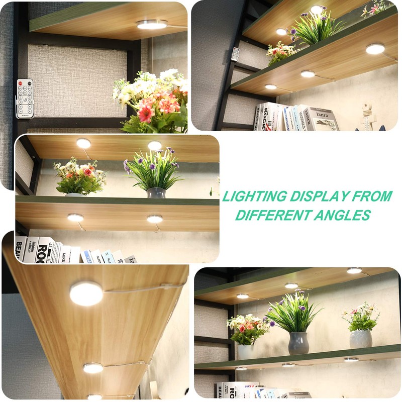 LED Dimmable Under Cabinet Lighting Kit,12V 6 Pack Wired Puck