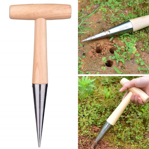 Bulb Planter with Long Handle Garden Hand Horticulture Seeding Punch Dibber Transplanting Tool for Planting