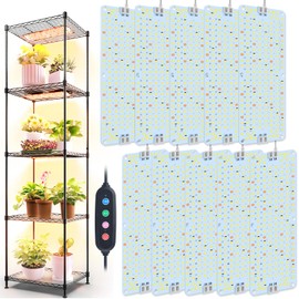 10Pack Panel Grow Lights for Indoor Plants, Seed Starting, Vegetables, Pot Plants, Bonsai with Timer, Ultra-Thin Under Cabinet & Shelf Full Spectrum LED Plant Growing Lamps, Multi-Panels Free Connect
