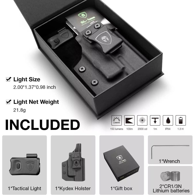 WARRIORLAND Tactical Flashlight with Holster For Glock 17/G19/G21/G22 Gen 3