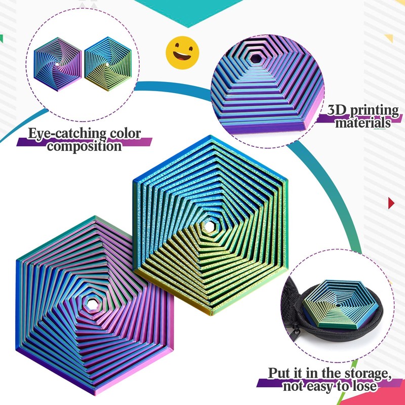 Seenelling 2 Pcs Fractal Fidget Hexagon 3D Printed Anti Stress