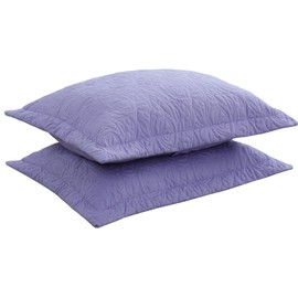 MarCielo 2-Piece Embroidered Pillow Shams, Decorative Microfiber Pillow Covers Set (Lavender, King)