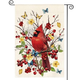 AVOIN colorlife Cardinal Garden Flag 12x18 Inch Double Sided Outside, Spring Welcome Seasonal Memorial Yard Outdoor Flag